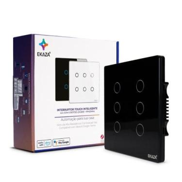 Imagem de Ekaza Interruptor Inteligente WiFi 4x4 vidro 2.5d 6 botão Touch Alexa 
