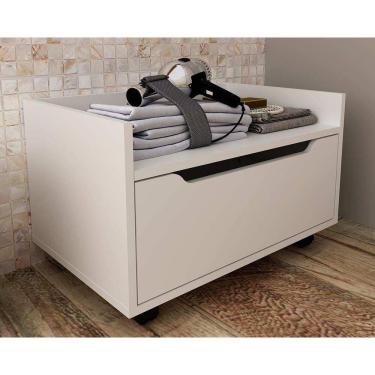 Imagem de Balcão P- Banheiro Suspenso C- Rodizio Bn3647 S- Cuba C- 1 Gaveta 60cm Branco - Tecno Mobili