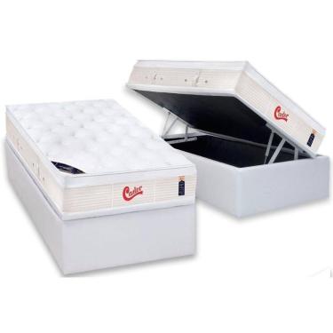 Imagem de Cama Box Baú Solteiro: Colchão Molas Ensacadas Castor Gold Star Vitagel + Base Crc Courano White (88x188)