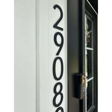 Imagem de Números de casa preta de 10 cm 3, números de caixa de correio de acrílico preto fosco de fácil instalação, placas de endereço para portas externas, apartamentos, fazendas e hotéis