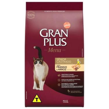 Imagem de Racao Gran Plus Gatos Castrados Senior Frango e Arroz 10,1kg