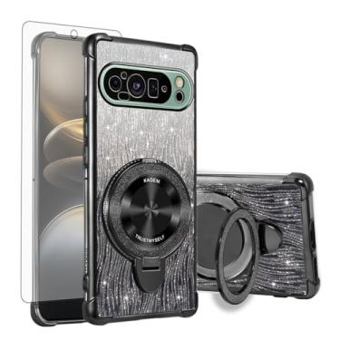 Imagem de Asuwish Capa de celular para Google Pixel 9/9 Pro 5G capa magnética com protetor de tela de vidro temperado e glitter brilhante à prova de choque anel rígido suporte rígido acessórios Pixel9 9Pro Nine