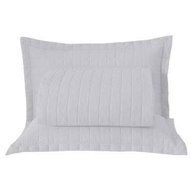 Imagem de Kit Cobre Leito Colcha Bellini King Dupla Face Percal 300 Fios Textura Matelassê 3 Peças - Branco