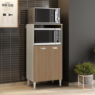 Imagem de Balcão Multiuso Microondas Forno Elétrico 2portas Prisma Elmo/marrom Hrmóveis