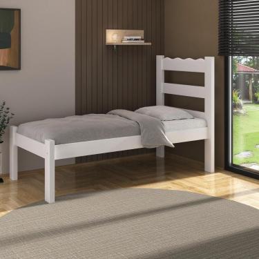 Imagem de Cama De Solteiro Madeira Maciça Para Colchão 78-88x188cm Multimóveis Branco