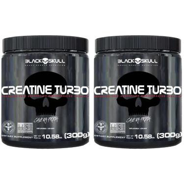 Imagem de Kit 2X Creatine Turbo Suplemento Alimentar Black Skull 300g Caveira Preta Creatina Monohidratada Sem Sabor