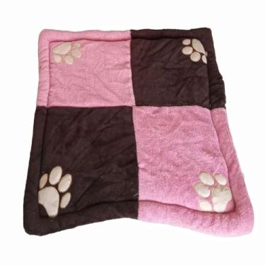 Imagem de Linha Pet Tapete Colchonete Soft Premium para Cães e Gatos, Microfibra Sherpa, Bordado Artesanal, Impermeável, 50x50cm (Rosa)