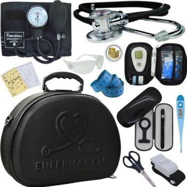 Imagem de Kit Enfermagem Maleta Exclusia Top Estagio Estetoscopio Aparelho De Pr