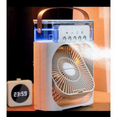 Imagem de Ventilador Umidificador 3 em 1 Portátil, Refrigerador de Ar com 3 Velocidades, Luz LED, Umidificação e Resfriamento para Ambiente, fluxo de Ar Forte e Silencioso. Refresque seu Ambiente Com Estilo