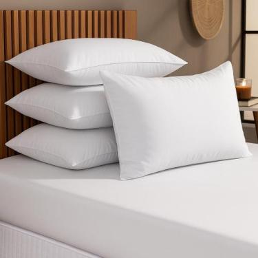 Imagem de Kit Travesseiro Pluma de Ganso Antialérgico Macio Antiacaro Super Chei