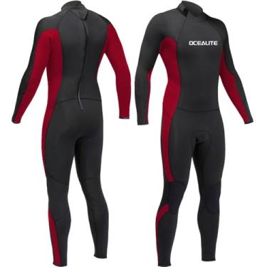 Imagem de Ocealite Roupa de mergulho completa de 5/4 mm, 4/3 mm e 3 mm para homens, roupas de neoprene premium para mergulho, snorkeling, surfe, natação (homens 3 mm vermelho (último), 2GG)