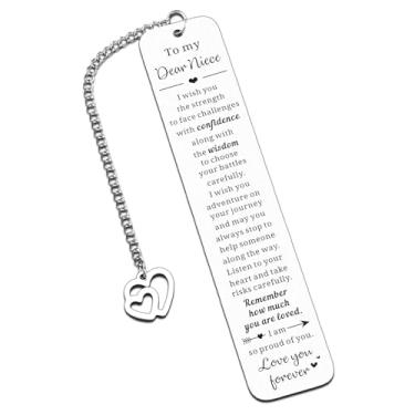 Imagem de Presentes de sobrinha de tia, sobrinha, tio, presentes de aniversário para meninas adolescentes, marcador de página de metal para leitura, ideias de formatura para crianças no início do Natal, para