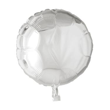 Imagem de BALAO METALIZADO REDONDO C/CANUDO BRANCO 18 "