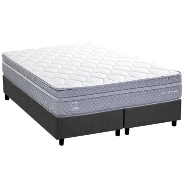 Imagem de Conjunto Box Queen: Colchão Molas Herval Maxspring C1780 + Base Crc Suede Gray (158x198)