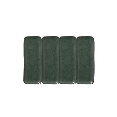 Imagem de Conjunto de Travessas Retangulares Médias Porto Brasil Orgânico Greenery 33x13cm - 4 Peças