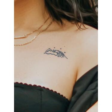 Imagem de 2 peças de tatuagens minimalistas semi permanentes de suco de ervas simples palmeira balão de ar quente padrão de sol não reflexivo pulso ombro pescoço costas braço dedo perna clavícula corpo adesivo