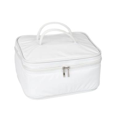 Imagem de Bolsa Térmica 6 Litros, Frasqueira Térmica Impermeável, Branco, Lancheira Térmica Compacta, Conserva Alimentos e Bebidas, Ideal para Trabalho, Academia e Uso Diário