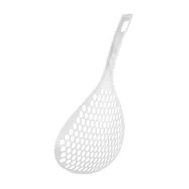 Imagem de Colher de escumadeira - Colher grande com alça - Concha de plástico para escorrer vegetais e massas - Escorredor de coar para cozinha