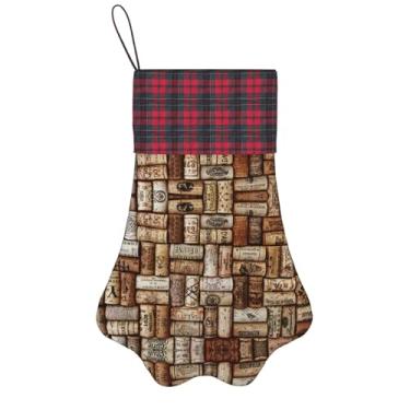 Imagem de SKKNT Meias de Natal com estampa de rolha de vinho, animais de estimação, decoração de Natal, cães, gatos, árvores, doces, presente, conveniente