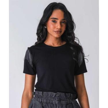 Imagem de Blusa Feminina Manga Curta Marisa Preto-81012, Preto, P