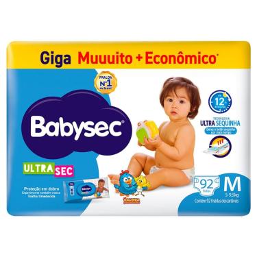 Imagem de Fralda Babysec Ultrasec Giga Tamanho M 92 Unidades Descartáveis