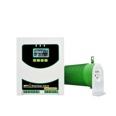 Imagem de AISINILALAO Controlador de Carga Híbrido Eólico Solar com Ecrã LCD 16000W para Equipamentos de Iluminação, Controlador Solar Eólico MPPT com Regulador de Carga Boost (Verde),24v
