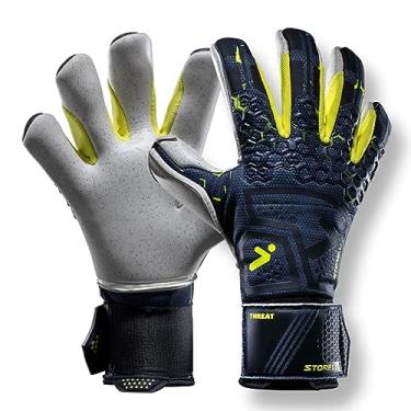 Imagem de Storelli Luvas de goleiro Silencer Threat, proteção de mão de alto impacto com 5 espinhas de dedo removíveis, látex de quartzo alemão com enchimento de espuma, tecido respirável e firme na pele, 1 par