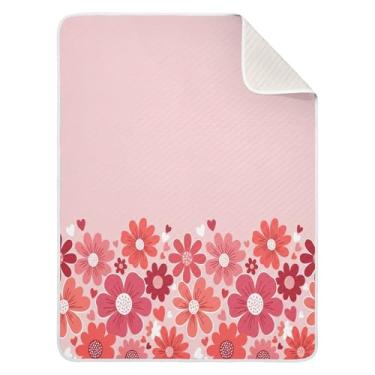 Imagem de Wassud Cobertor de bebê com estampa floral para meninos e meninas, macio para bebês e recém-nascidos, cobertor aconchegante de algodão essencial para berçário, viagem, berço, carrinho 76 x 101 cm
