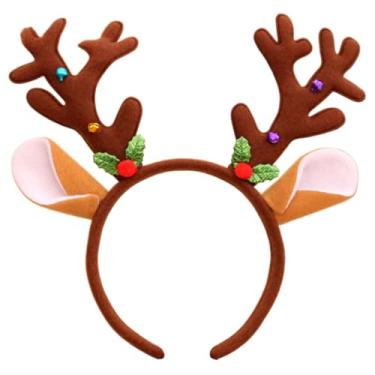 Imagem de Fitas de cabelo de chifres de rena fofas de Natal para mulheres, faixas de cabelo de alce, chifres de alce, roupa de cabelo, para festa de Natal, argolas de cabelo confortáveis, fantasia de chifre de