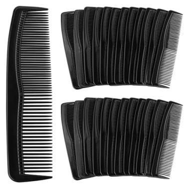 Imagem de BTYMS 24 pentes de cabelo de plástico tamanho de bolso - pente masculino preto de 12,7 cm com pente de dentes finos e largos para penteados de cabelo, barba e bigode