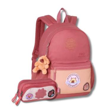 Imagem de Kit Mochila Capivara de Costas Estojo Duplo Meninas Juvenil Cor:Rosa -
