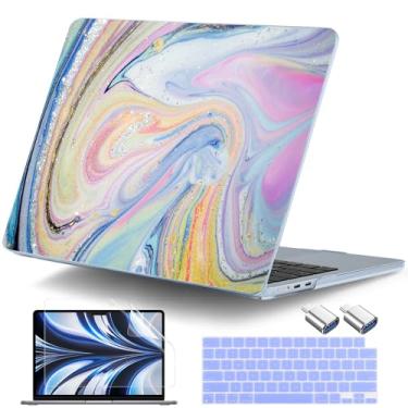 Imagem de DONGKE Capa para MacBook Air de 13,6 polegadas 2025 2024-2022 A3240 A3113 A2681 M4 M3 M2 Chip Touch ID, capa rígida de plástico e capa de teclado e adaptador tipo C para MacBook Air de 13 polegadas M4