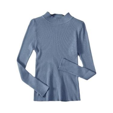 Imagem de Suéter De Gola Alta Em Cashmere Macio Para Mulheres, Tricô Básico Sóli