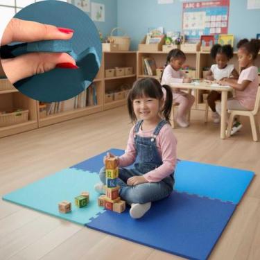 Imagem de KIT 20 Placa Tapete Tatame EVA 50X50 10mm 40 Bordas Emborrachado Exerc