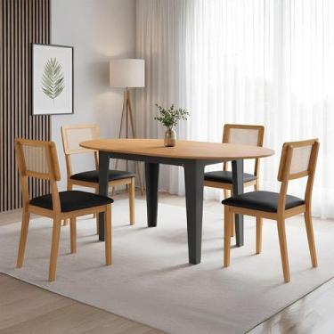 Imagem de Mesa de Jantar 1,22m a 1,59m Extensível com 4 Cadeiras c/ Assento Esto