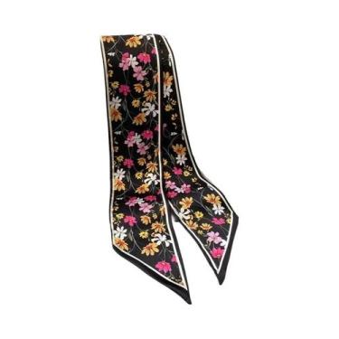 Imagem de Lenço De Seda Com Estampa Floral Para Mulheres, Fino E Longo, Moda Par