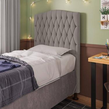 Imagem de Cabeceira Estofada Cama Box Solteiro Greta 90cm com Frame Suede Bege - Abmaza