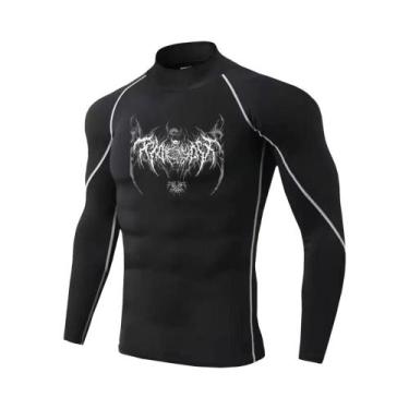 Imagem de Camisa De Compressão Masculina Y2K Com Gola Alta Para Fitness, Secagem