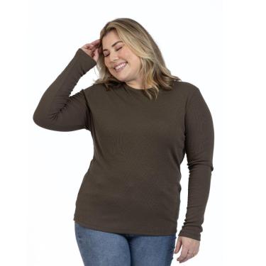 Imagem de Blusa Plus Size Feminina Manga Longa Gola Redonda Ribana-Feminino