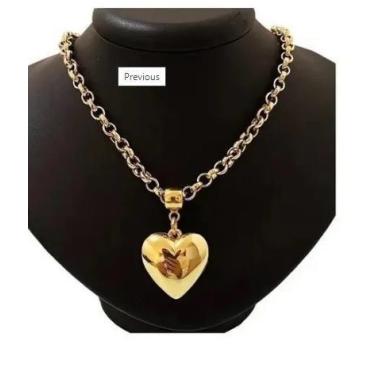 Imagem de Corrente feminina elo português e pingente berloque coração baulado - 