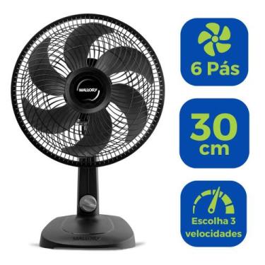 Imagem de Ventilador De Mesa 30 cm 6 Pás Compacto Turbo Potente Silencioso - Mal