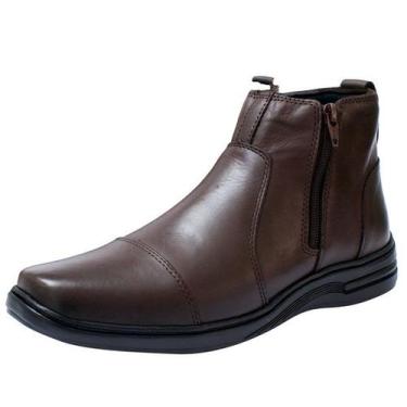 Imagem de Botina Social Masculina em Couro Legítimo Tradicional - SLZ, Café, 39