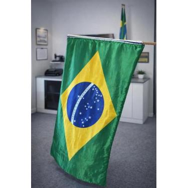 Imagem de Bandeira Brasil Dupla (2 panos) - 1,50 X 0,90 CETIM Brilhoso - 2026 BA