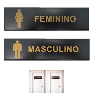 Imagem de Placas Banheiro Masculino Feminino Acrílico Adesivas Alta Visibilidade