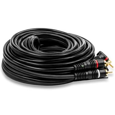 Imagem de Cabo RCA 5 metros Ouro Conector Angulado 90º Anti Ruído Blindado Perma
