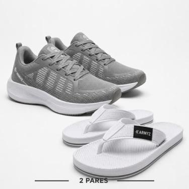 Imagem de Kit Tênis Masculino Chinelo Masculino Confortável Esportivo Promoção -