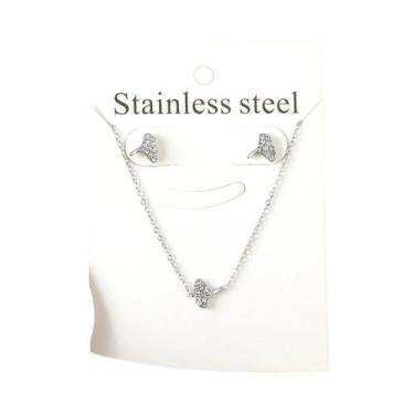 Imagem de Conjunto De Joias Femininas Com Colar E Brincos De Aço Inoxidável, Pre