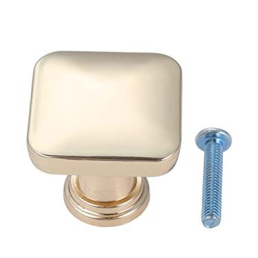 Imagem de Botão quadrado de latão único buraco punho vintage pull 29mm vintage decorativo dourado/preto/vermelho armário armário gaveta w/parafuso YYDFPIIA (Color : Bright Golden)