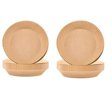 Imagem de Maogear Forro de papel descartável Air Fryer – 50 peças/100 peças de papel para fritadeira a ar, forros antiaderentes para fritadeira a ar, à prova d'água, pergaminho de grau alimentício para assar micro-ondas (50 peças-natural)