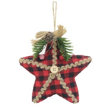 Imagem de Kit 12 Enfeite Árvore Natal Pendente Natalino Estrela 15cm